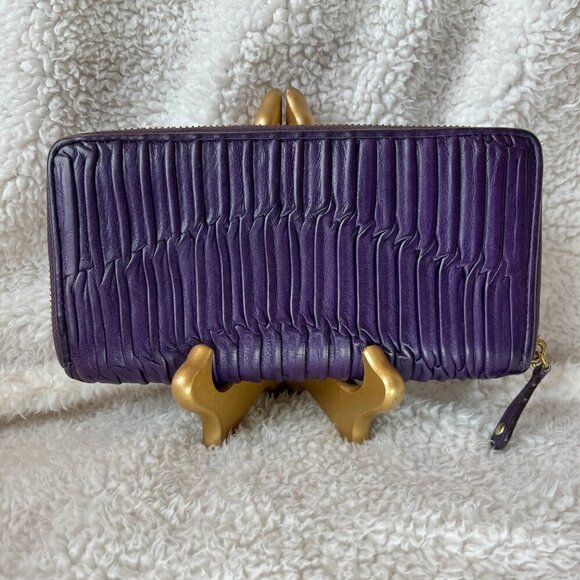 Coach Madison Gathered Twist Purple Leather Clutch Wallet. - Picture 3 of 16